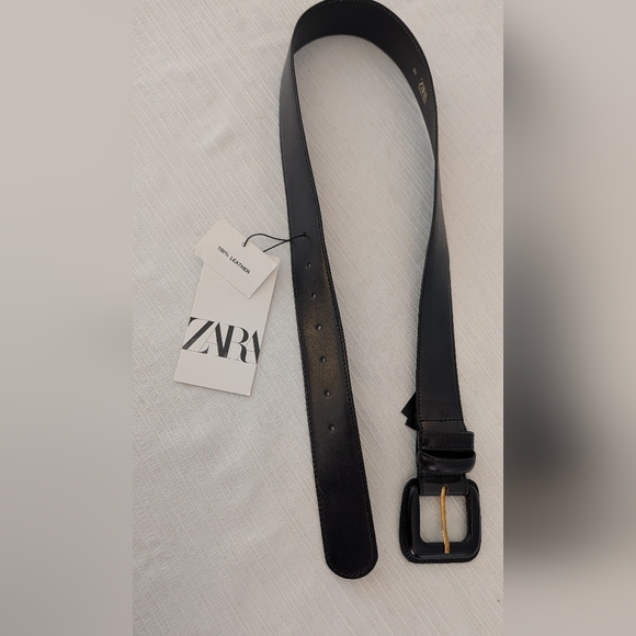 NWT Zara  100% Leather Dark Brown Belt with Gold Buckle Woman\'s main image 8